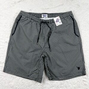 Beach Bros Swim Trunks Men's XXL Shorts Black White Gingham 8"‎ Inseam Lining